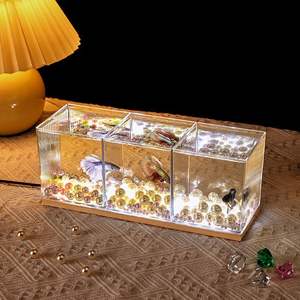 Kleine Goudvis Tank Vierkant Desktop Display Plastic Simulatie Glas Betta <span class=keywords><strong>Aquarium</strong></span> <span class=keywords><strong>Aquarium</strong></span> Ornament Voor Woonkamer Interieur - Product Image 3