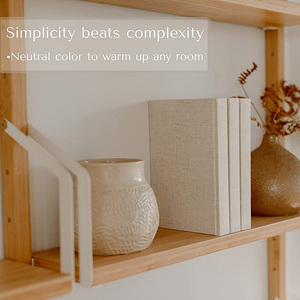 Set di 3 Latte <span class=keywords><strong>libri</strong></span> Bead Garland Boho decorazioni per la casa libro decorativo Beige tessuto neutro con tavolino in legno lino A5 - Product Image 6