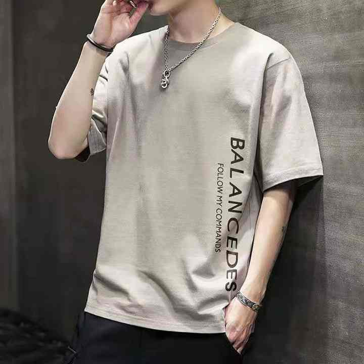 YLS High Quality Customize Mens Wide Neck T Shirt 100 Cotton