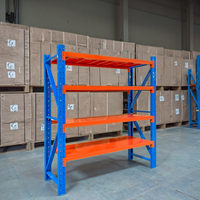 Système de stockage industriel en acier, 4 niveaux, conception sans boulons, hauteur réglable, capacité de 500 kg/niveau, rayonnage d'entrepôt