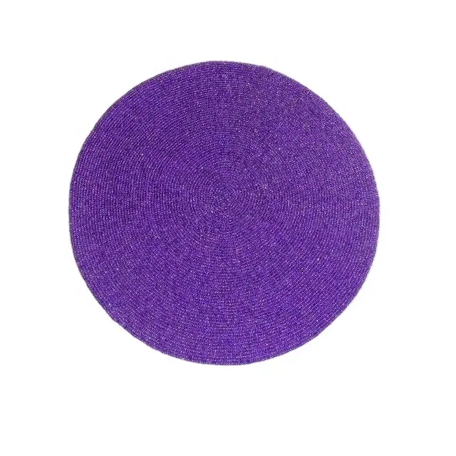Tapete de mesa con cuentas de vidrio, accesorio de mesa con cuentas púrpuras disponible en otros colores