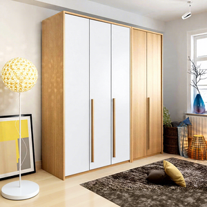 Armario moderno con puertas abatibles y fácil montaje para dormitorio, en color gris y madera natural. - Product Image 5