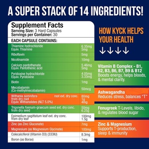 Vitamina B Complejo de Alta Calidad de Marca Privada con Cápsulas de Ashwagandha y Fenogreco que Apoyan la Energía y el Equilibrio del Estado de Ánimo - Product Image 4