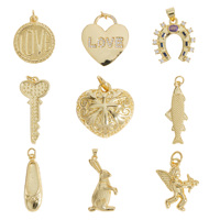 Pendentif Breloque de Bonne Qualité pour Fabrication de Bijoux, en Acier Inoxydable, Anti-ternissement, Cœur d'Amour Doré, Breloques DIY pour Colliers