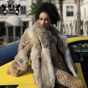 Giacca in Pelliccia di Coyote Premium Janefur per Donne, Stile Nobile e Lussuoso <span class=keywords><strong>con</strong></span> Risvolto, Cappotto in Vera Pelliccia di Lupo - Product Image 6