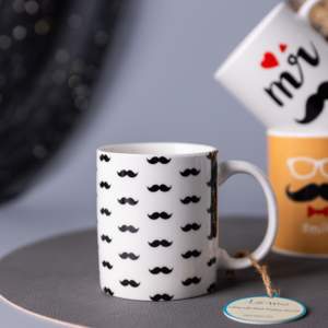 Tasses à café ou à thé amusantes avec moustache, mignonnes tasses à café ou à thé avec moustache et chapeau, cadeau idéal <span class=keywords><strong>pour</strong></span> papa, mari, hommes, amis - Product Image 1