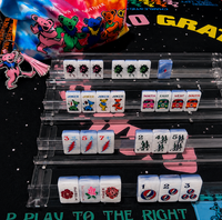 Grateful Dead X Bespoke Mahjong - STEALIE BLUE TIE DYE PEARL Ensemble de Mahjong américain en acrylique gravé 160 pièces de tuiles de Mahjong