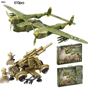 Waffe Armee Militärhubschrauber Panzermodell Spielzeug Air Force Kämpferflugzeug Spielzeug-Set P-38 Lightning Flugzeug Bausteine-Set