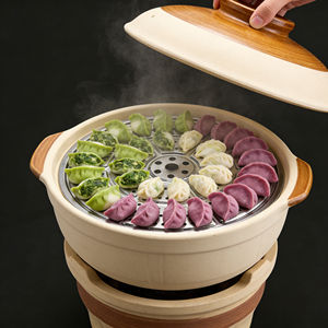 <span class=keywords><strong>Bandeja</strong></span> Redonda de Acero Inoxidable 304 para <span class=keywords><strong>Vaporera</strong></span>, Soporte Duradero para Vaporizar Dumplings y Pan - Product Image 3