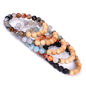 <span class=keywords><strong>Bracelet</strong></span> en perles d'agate craquelée de 8 mm, perles en bois, <span class=keywords><strong>pierre</strong></span> <span class=keywords><strong>volcanique</strong></span>, aromathérapie, <span class=keywords><strong>huile</strong></span> <span class=keywords><strong>essentielle</strong></span>, parfum, bijoux, style classique - Product Image 1