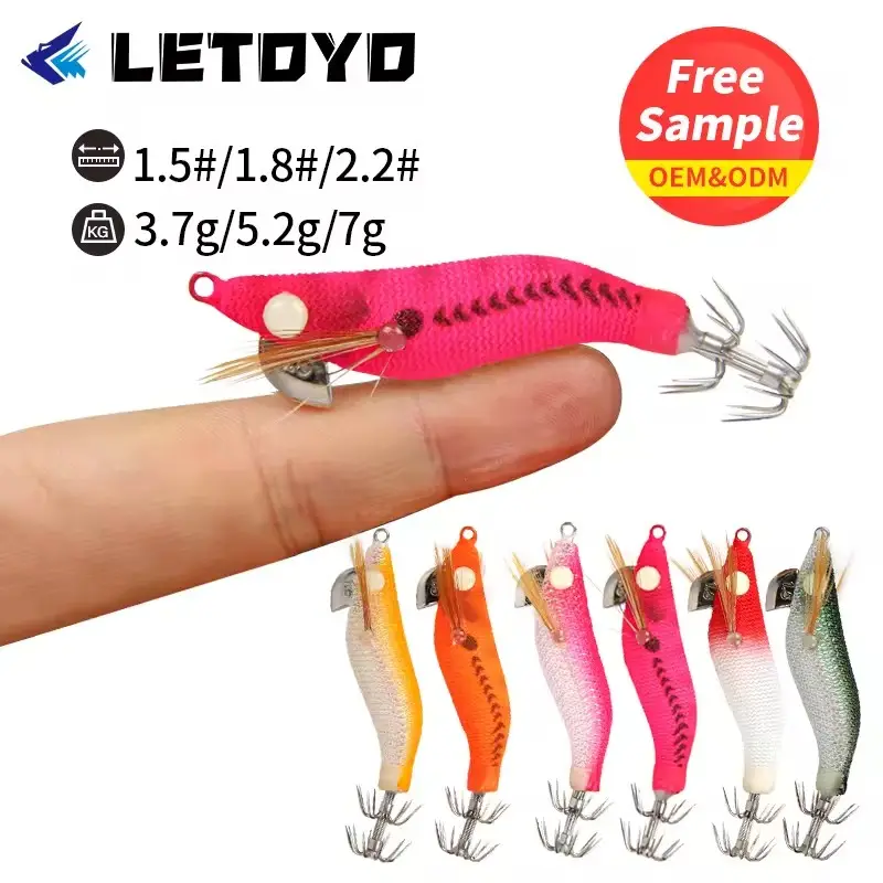 LETOYO Quality Squid Jig 1.5 #1.8 #2.2 # Egi Luminous Fishing Lures Appâts Japan Hooks Egi Shrimp Yamashita Squid Jigs