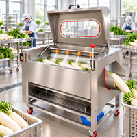 Machine à nettoyer et à peler les pommes de terre avec système de rouleaux à brosses rotatifs pour les lignes de transformation des pommes de terre