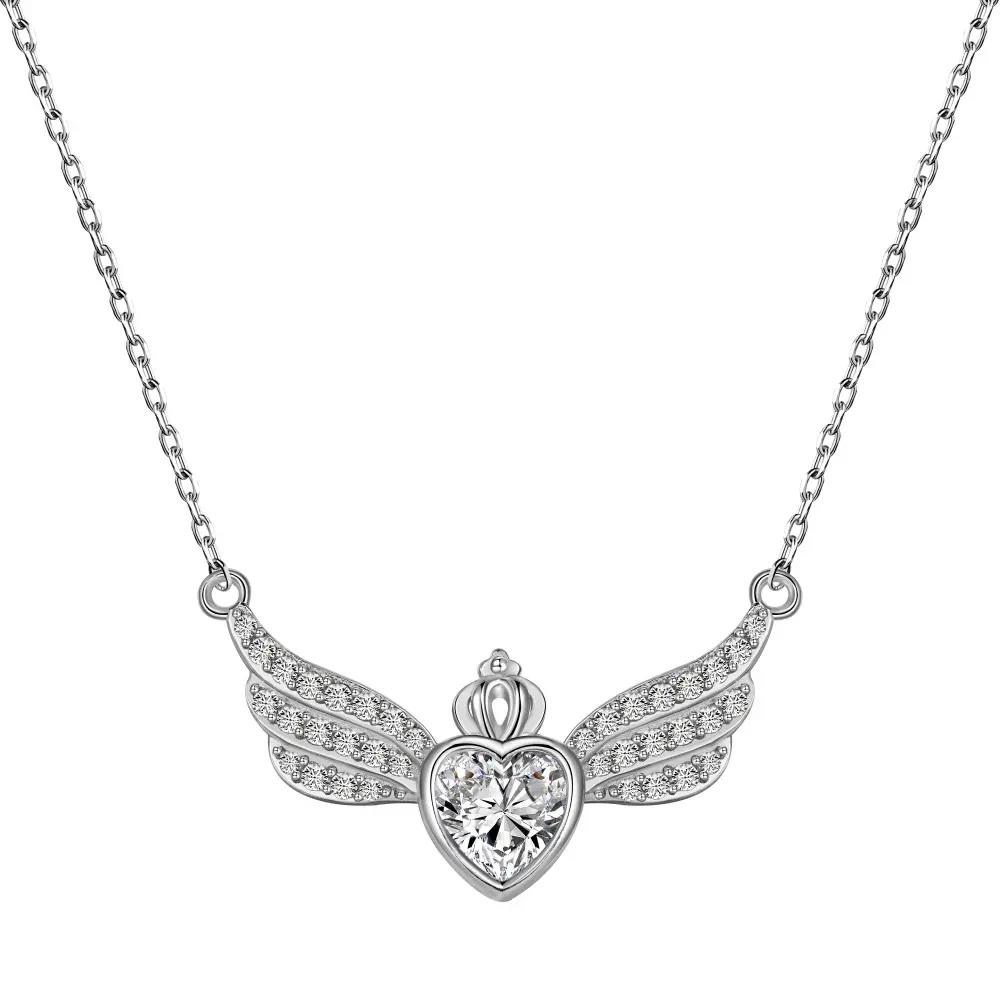 Dylam lujosa joyería de moda fina S925 cadena de eslabones de plata corona amor forma de corazón 5A collares con colgante de circón cúbico