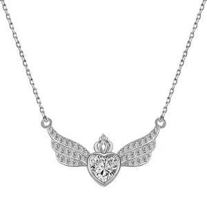 Dylam Luxurious Fine Fashion Jewelry S925 Silver Link Chain Crown Love Heart Shape 5A Cubic Zircon Pendant Necklaces
