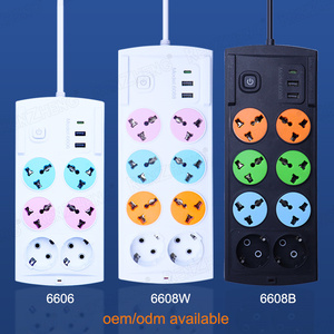 US 3ピンプラグ急速充電延長ソケットボードPPパワーストリップサージプロテクター8つのACコンセント付き110V工業用 - Product Image 6