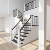 Tanlong Farmhaus-Treppengeländersystem Schmiedeeisen-Baluster Holzhandlauf Weißer Treppenpfosten für Amerikanische Villa