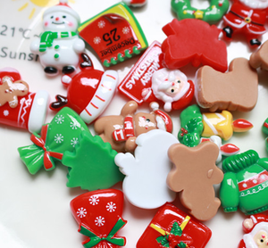 Mini Adornos Navideños para Manualidades, Decoración <span class=keywords><strong>de</strong></span> Pasteles, Cabujones <span class=keywords><strong>de</strong></span> Resina Planos Transparentes, Pintados a Mano, con Diseño Artístico <span class=keywords><strong>de</strong></span> Árbol, Reno y <span class=keywords><strong>Muñeco</strong></span> <span class=keywords><strong>de</strong></span> <span class=keywords><strong>Nieve</strong></span> - Product Image 4