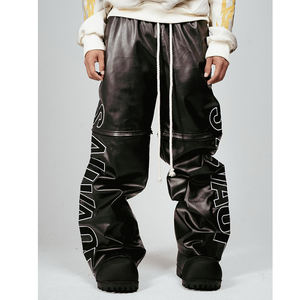 <span class=keywords><strong>Pantaloni</strong></span> di pelle larghi ricamati su misura uomini Streetwear <span class=keywords><strong>pantaloni</strong></span> di pelle per gli uomini - Product Image 5