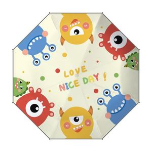Parapluie pliant automatique à boucle pour enfants, motif dessin animé, double usage soleil/pluie, pour garçons et filles, élèves du primaire - Product Image 2
