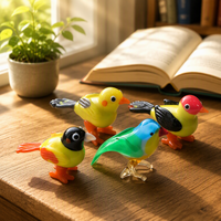 Petite figurine d'oiseau miniature artisanale en verre de Murano, artisanat en verre soufflé, pour la décoration artistique de la maison