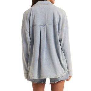 Camisas de Manga Larga para Mujer, Personalizadas, Extra Grandes, Color Azul Claro, Estilo Casual, Lavadas, Cómodas y Transpirables, para Otoño - Product Image 2