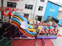 Toboggan géant commercial gonflable parc d'attractions Dragon Castle Double toboggan gonflable pour enfants et adultes