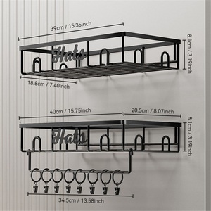 Modern Wood Wall Mounted Living Room <b>Baseball</b> <b>Cap</b> <b>Storage</b> Rack Partitioned Organized No Need Punching Single Tier Portable - Product Image 4