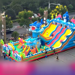 New Inflatable Castle <strong>Slide</strong> <strong>Trampoline</strong> Jump Outdoor Children Shark Inflatable Rock Climbing - Product Image 1