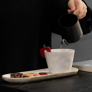 Juego de Taza y Platillo de Café Espresso Japonés 2025, Elegante, Hecho a Mano, Estilo Japandi, Blanco, Ecológico, para Regalo - Product Image 4