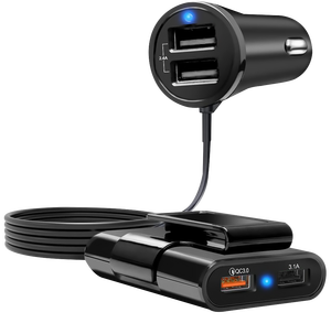 4 Ports 5V/3A 18W 15W 12W USB a Charge rapide <span class=keywords><strong>Famille</strong></span> Voyage Multi Device Front Back Seat Extension Charge Phone Car Charger - Product Image 3