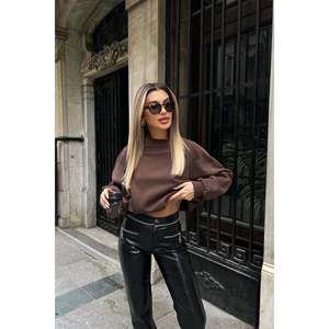 Sudadera con Capucha Oversize Marrón Casual de Otoño/Invierno, Talla Única, con Logotipo Personalizado Impreso en la Tela - Product Image 2