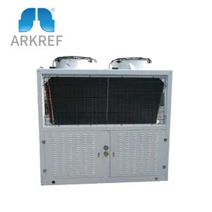 แลกเปลี่ยนความร้อนอากาศคอนเดนเซอร์สำหรับห้องเย็น R22 R404a เป็นเครื่องทำความเย็นอากาศคอนเดนเซอร์อลูมิเนียมพัดลมและท่อทองแดงเย็น
