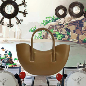 Fashionable New Unisex Niche Design <b>Mini</b> Shopping Bag <b>Hand</b>-held Single Shoulder Commuting Crossbody Bag PU Semicircle Polyester - Product Image 3