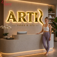 Letrero con Logotipo Retroiluminado en Oro Personalizado, Letras de Canal LED 3D de Acero Inoxidable, Señalización Comercial para Exteriores