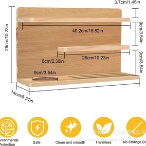 Solid Wood Wall Mounted Floating <b>Shelf</b> Multi Layer Storage <b>Rack</b> For Children Room Toy Organizer With Hanging Feature - Product Image 4