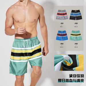 Shorts de Playa para Hombre, de Secado Rápido, Corte Holgado, Cinco Puntos, para Natación, Surf, Deportes Acuáticos, Talla Europea para Adultos - Product Image 1
