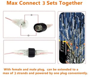 Mưa Sao Băng LED Đèn 8/10 Ống Tuyết Rơi Mưa Ngoài Trời Không Thấm Nước Giáng Sinh LED Cổ Tích Chuỗi Ánh Sáng Cho Vườn Đám Cưới - Product Image 5