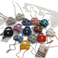 Nouveau Sac Fourre-tout Décontracté de Luxe Tendance pour Femme, Fait Main, à Porter à l'Épaule, Fermeture Ouverte, en Polyester Tricoté au Crochet, DIY, Petite Capacité, Quotidien