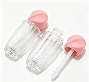 Twisted Pink Screw Cap Curved <b>Clear</b> ABS <b>Lipstick</b> Tube Cute Empty Lip Oil Cosmetic Bottle - Product Image 4