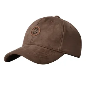 Custom Hats Bulk Fashion Pink Brown Grey Black 6 Panel Cap 7 Panel Hat Metal Eyelets Suede Baseball Cap For Man