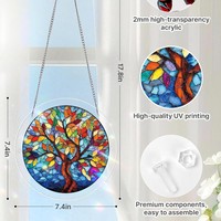 Pendentif rond en acrylique style verre peint, attrape-lumière, modèle Twelve, diamètre 19 cm, best-seller transfrontalier