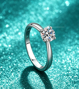 S925 Sterling Silver D VVS1 1CT Moissanite <b>Ring</b> Four Prong <b>Plain</b> Smooth Shank Solitaire Engagement <b>Ring</b> With GRA Certificate - Product Image 6