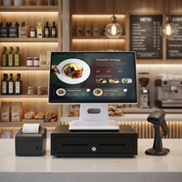 Terminal tout-en-un Android VPOS 15,6 pouces, design industriel sans ventilateur et anti-poussière, matériel de point de vente de bureau, écran client 10,1 pouces, F&B