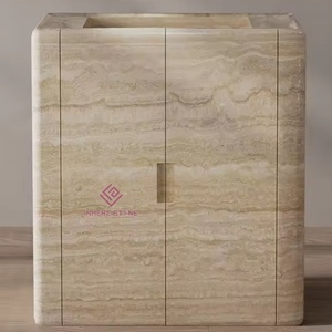 Eigentijdse Vrijstaande Ijdelheid Met Verde Alpi Marmer En Dubbele Lades Voor Hotel-En Villa-Badkamers - Product Image 5