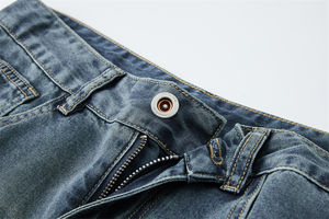 Jean en denim déchiré uni taille mi-haute pour homme, style streetwear délavé, pantalon décontracté tendance pour le printemps, lavable - Product Image 4