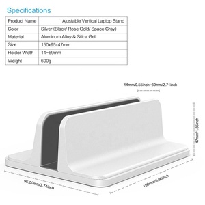 Supporto Verticale Regolabile in Alluminio IDock per Laptop, Compatibile con Tutti i MacBook, Surface, <span class=keywords><strong>Chromebook</strong></span> e Laptop da Gaming - Product Image 2