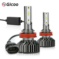 Gicoo F2 Nuevo Faro LED de 12V H7/H8/H9/H11/HB3/HB4/H4 para Auto, 60W 12000LM 6000K, Luz Antiniebla Turbo, Ajuste Universal