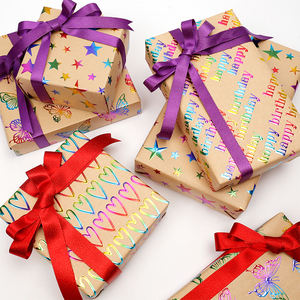 กระดาษคราฟท์หนา80กรัมกล่องของขวัญรูปดาวหัวใจวันเกิดกระดาษม้วนหรูหราสำหรับบรรจุภัณฑ์กระดาษห่อ - Product Image 3