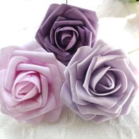 Promo! 25pcs/bag Bunga Artificial PE 8cm dengan Daun dan Batang untuk Dekorasi Kue Pesta Pernikahan DIY Bunga Foam Artificial