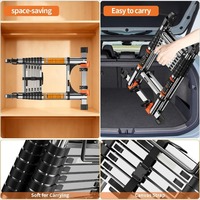 Échelle télescopique en aluminium Deliladder, échelle extensible de 12,5 pieds, barre d'équilibrage, roues, 2 stabilisateurs triangulaires, capacité de 330 lb